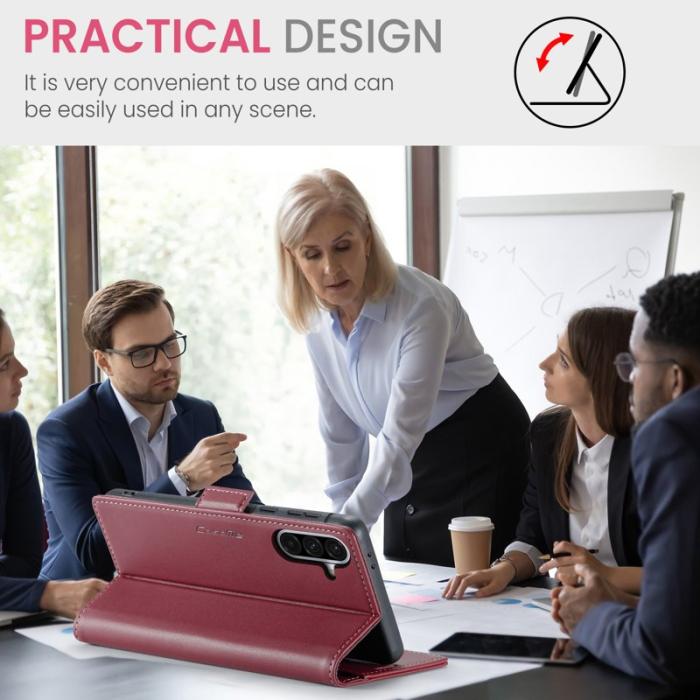 Caseme - CASEME 023 Läderfodral för Samsung Galaxy A56 5G - Röd