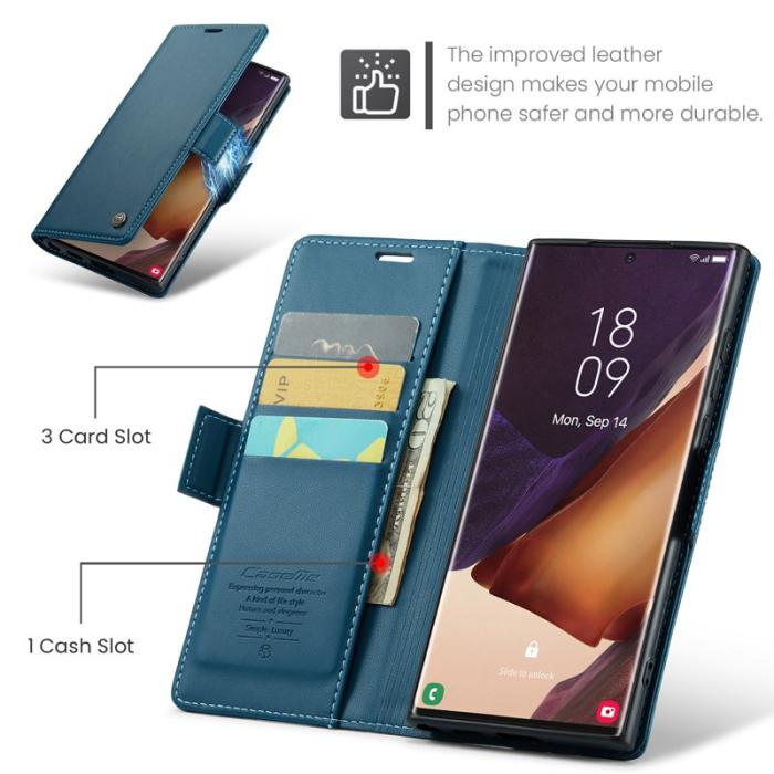 Caseme - CASEME 023 Läderfodral för Samsung Galaxy Note20 Ultra - Blå