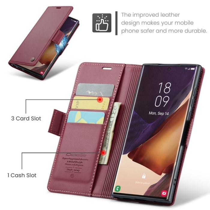 Caseme - CASEME 023 Läderfodral för Samsung Galaxy Note20 Ultra - Röd