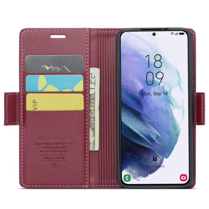 Caseme - CASEME 023 Läderfodral för Samsung Galaxy S21 5G/4G - Röd