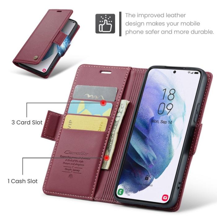 Caseme - CASEME 023 Läderfodral för Samsung Galaxy S21 5G/4G - Röd