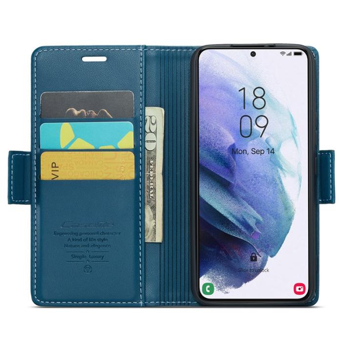 Caseme - CASEME 023 Läderfodral för Samsung Galaxy S21 5G - Blå