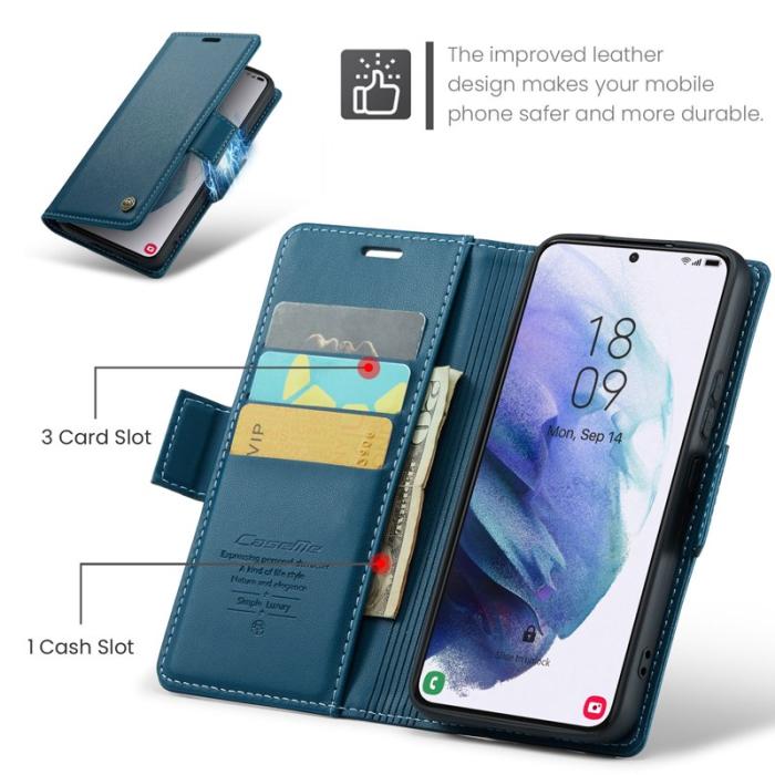 Caseme - CASEME 023 Läderfodral för Samsung Galaxy S21 5G - Blå