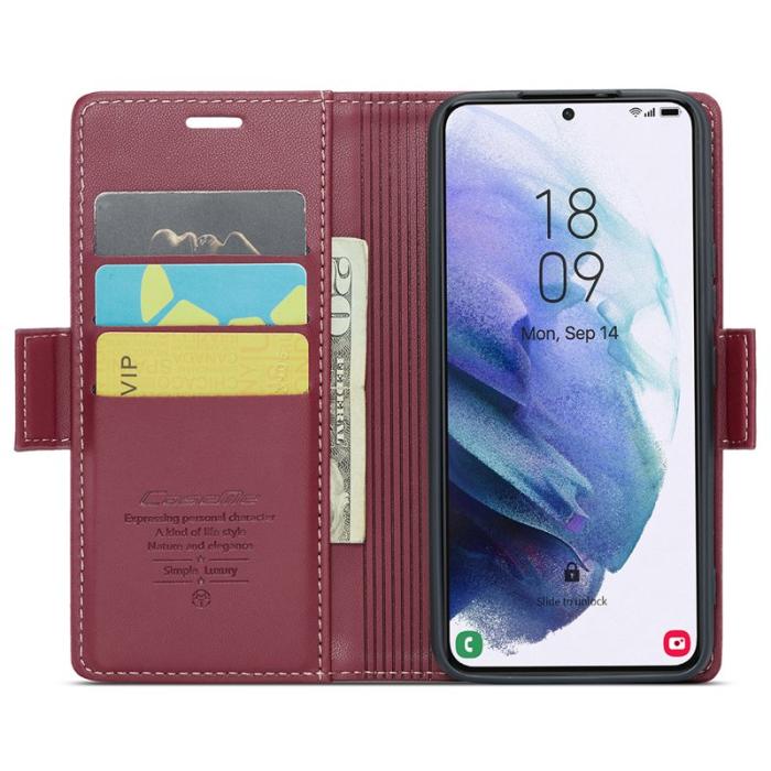 Caseme - CASEME 023 Läderfodral för Samsung Galaxy S21+ 5G - Röd