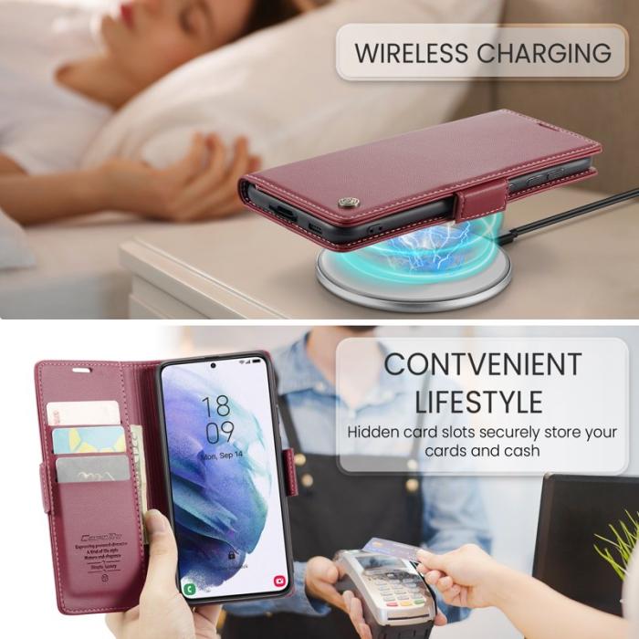 Caseme - CASEME 023 Läderfodral för Samsung Galaxy S21+ 5G - Röd