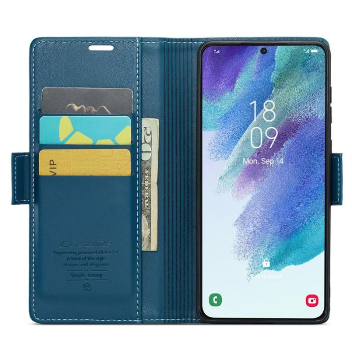 Caseme - CASEME 023 Läderfodral för Samsung Galaxy S21 FE 5G - Blå