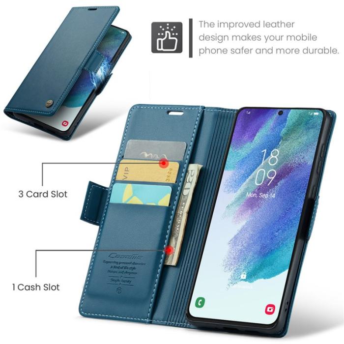 Caseme - CASEME 023 Läderfodral för Samsung Galaxy S21 FE 5G - Blå