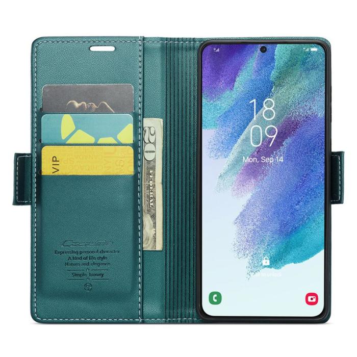 Caseme - CASEME 023 Läderfodral för Samsung Galaxy S21 FE 5G - Grön