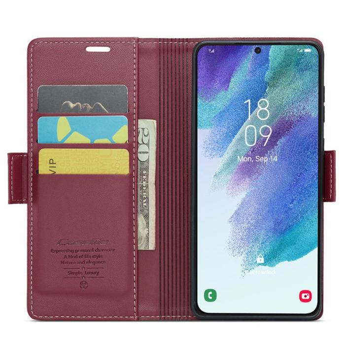Caseme - CASEME 023 Läderfodral för Samsung Galaxy S21 FE 5G - Röd