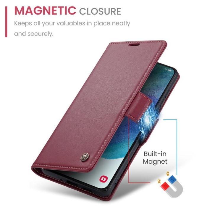 Caseme - CASEME 023 Läderfodral för Samsung Galaxy S21 FE 5G - Röd
