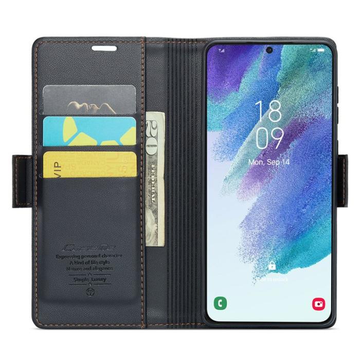 Caseme - CASEME 023 Läderfodral för Samsung Galaxy S21 FE 5G - Svart