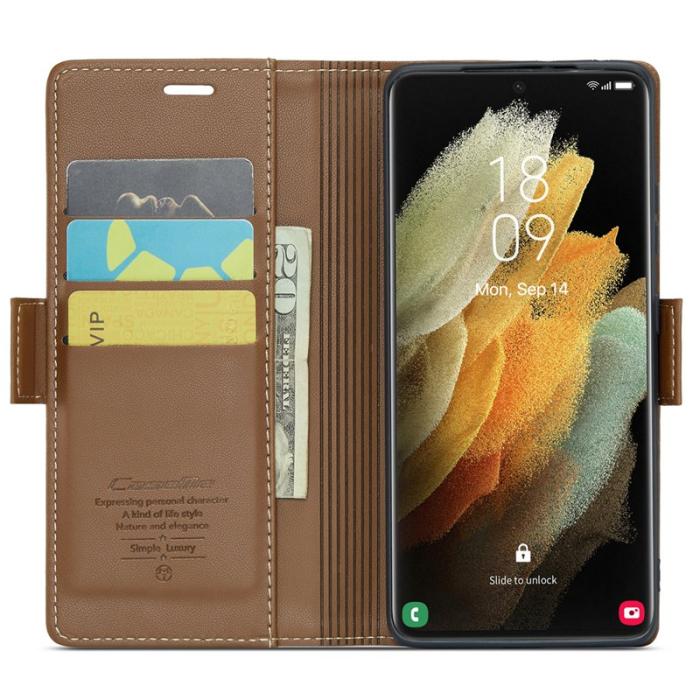 Caseme - CASEME 023 Läderfodral för Samsung Galaxy S21 Ultra 5G - Brun
