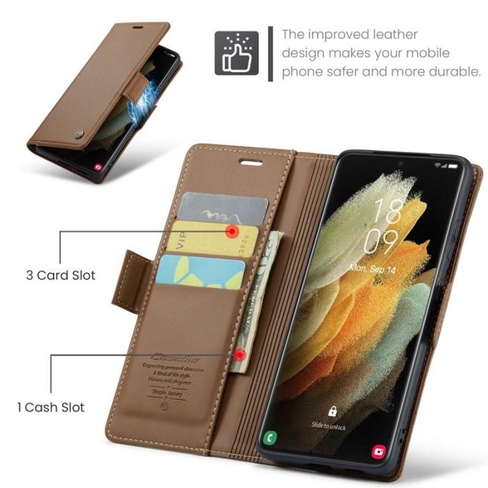 Caseme - CASEME 023 Läderfodral för Samsung Galaxy S21 Ultra 5G - Brun