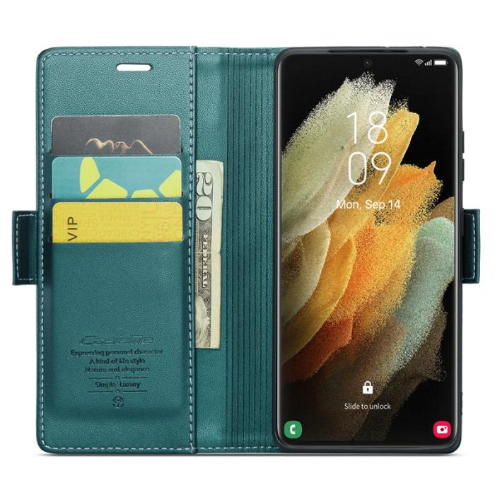 Caseme - CASEME 023 Läderfodral för Samsung Galaxy S21 Ultra 5G - Grön