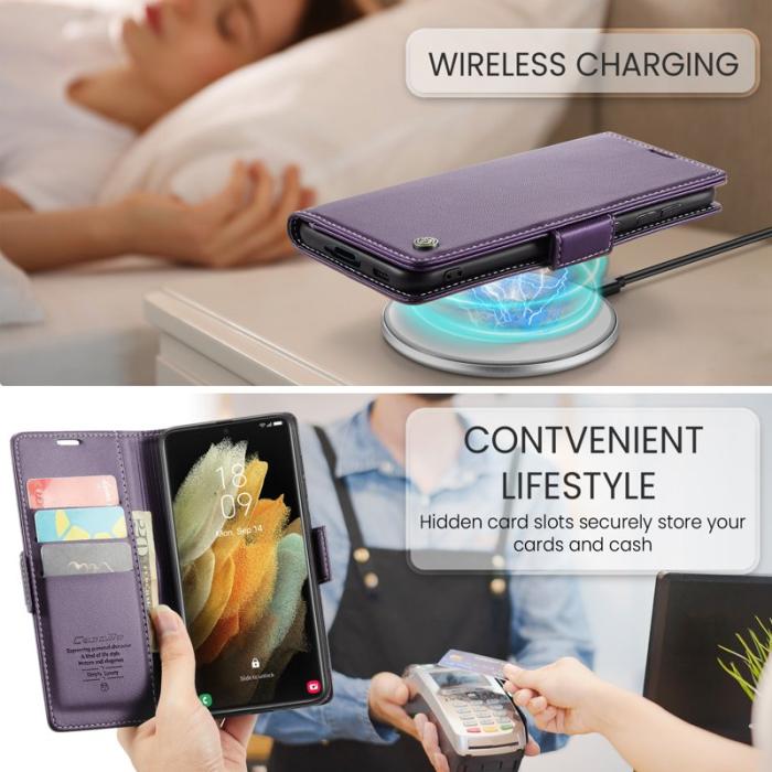 Caseme - CASEME 023 Läderfodral för Samsung Galaxy S21 Ultra 5G - Lila