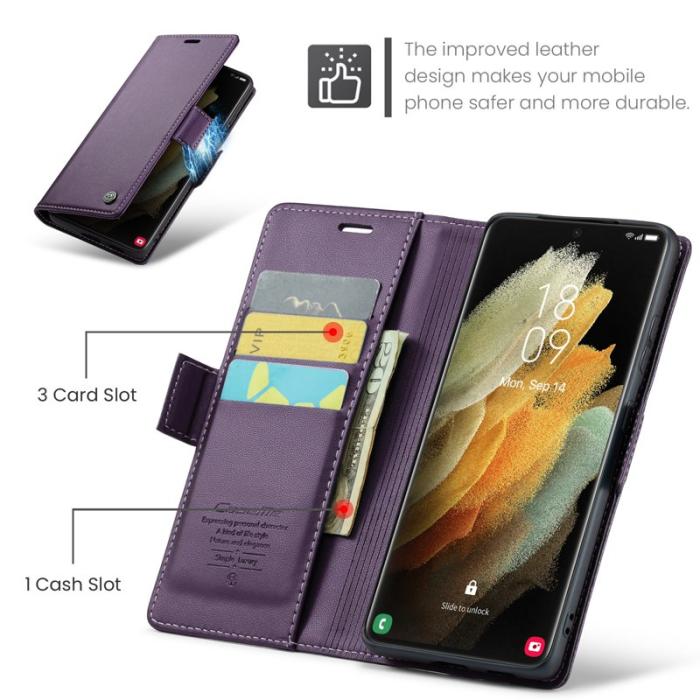 Caseme - CASEME 023 Läderfodral för Samsung Galaxy S21 Ultra 5G - Lila