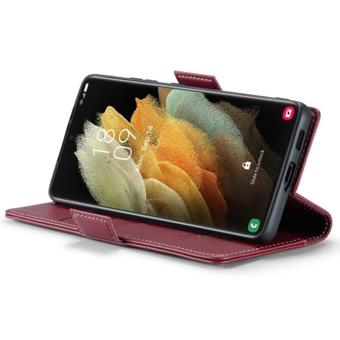 Caseme - CASEME 023 Läderfodral för Samsung Galaxy S21 Ultra 5G - Röd