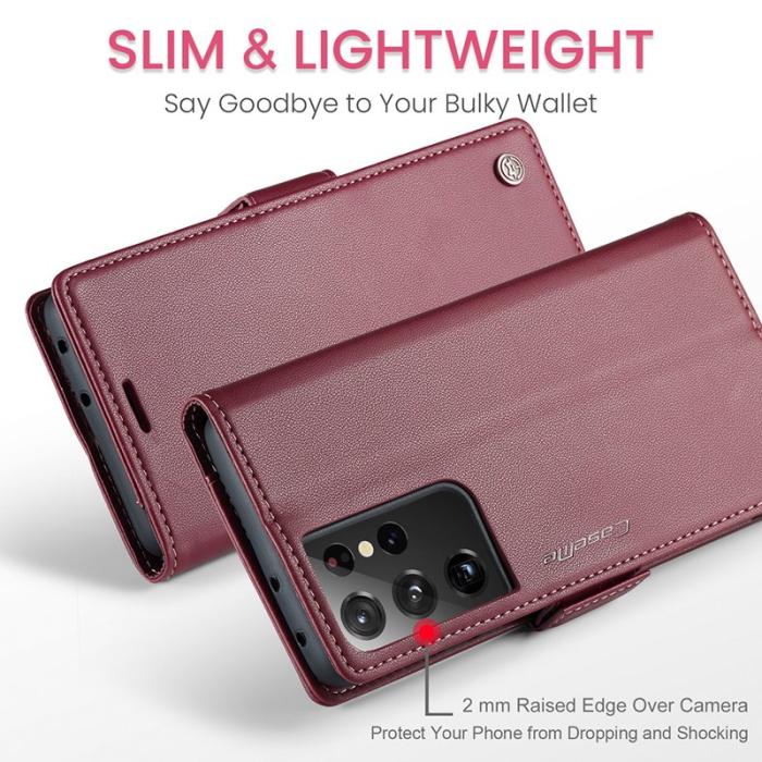 Caseme - CASEME 023 Läderfodral för Samsung Galaxy S21 Ultra 5G - Röd