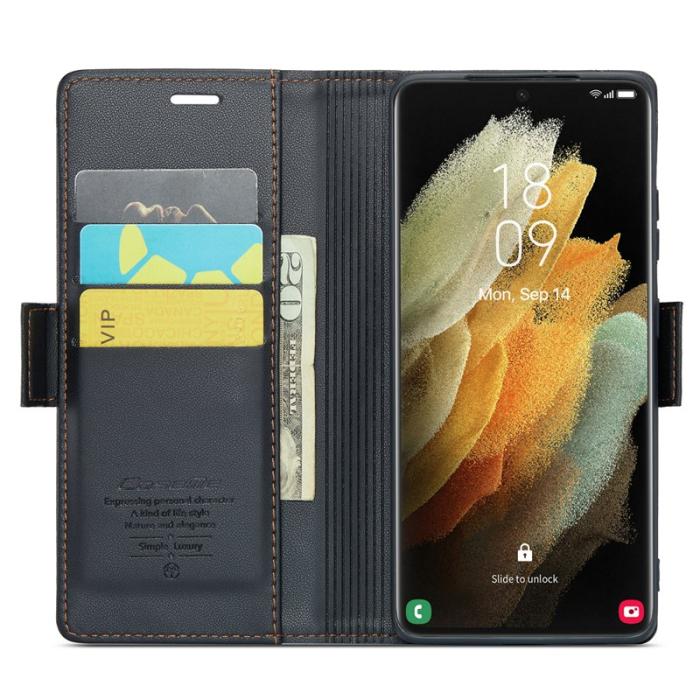 Caseme - CASEME 023 Läderfodral för Samsung Galaxy S21 Ultra 5G - Svart