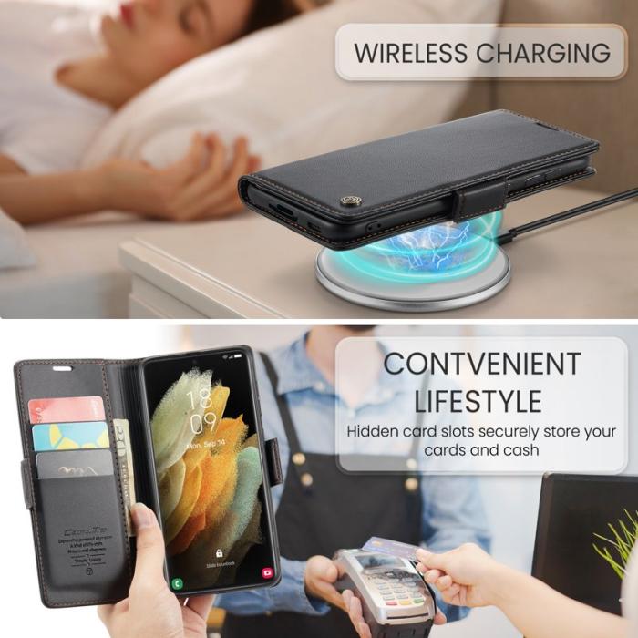 Caseme - CASEME 023 Läderfodral för Samsung Galaxy S21 Ultra 5G - Svart