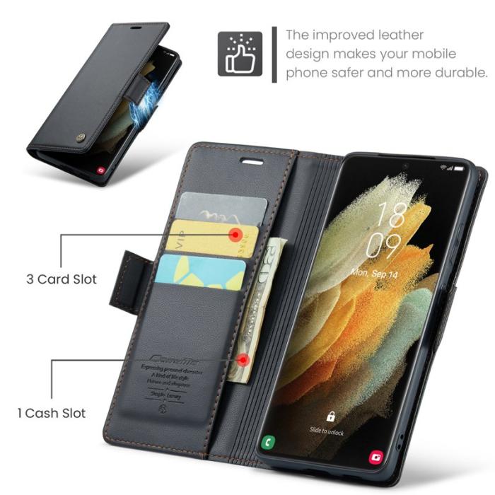 Caseme - CASEME 023 Läderfodral för Samsung Galaxy S21 Ultra 5G - Svart