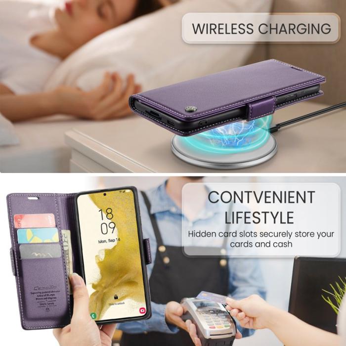 Caseme - CASEME 023 Läderfodral för Samsung Galaxy S22 5G - Lila