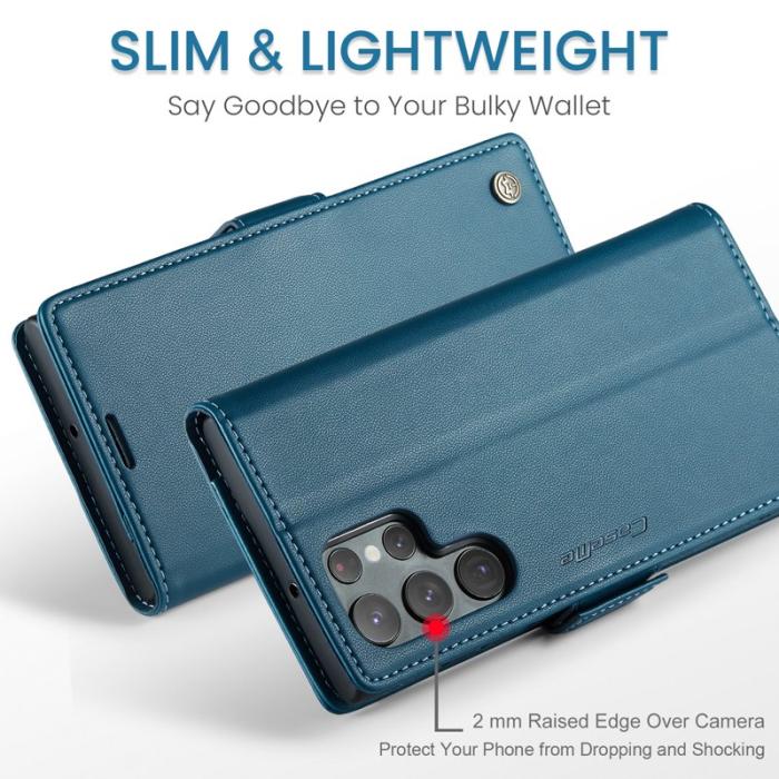 Caseme - CASEME 023 Läderfodral för Samsung Galaxy S22 Ultra 5G - Blå