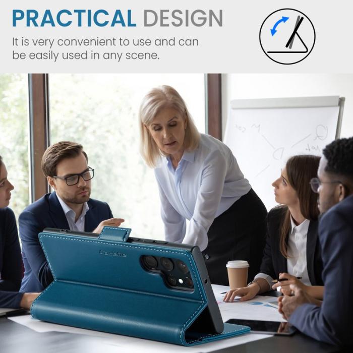 Caseme - CASEME 023 Läderfodral för Samsung Galaxy S22 Ultra 5G - Blå