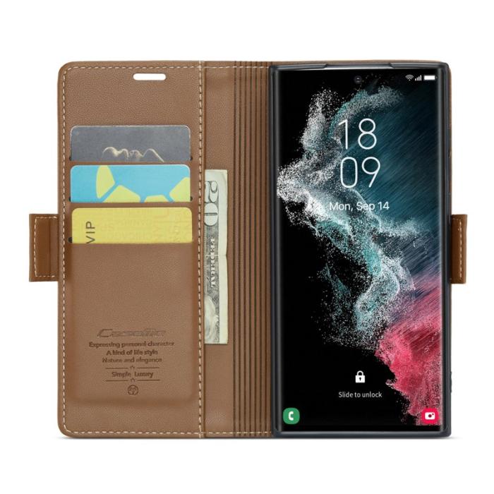 Caseme - CASEME 023 Läderfodral för Samsung Galaxy S22 Ultra 5G - Brun