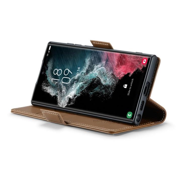 Caseme - CASEME 023 Läderfodral för Samsung Galaxy S22 Ultra 5G - Brun