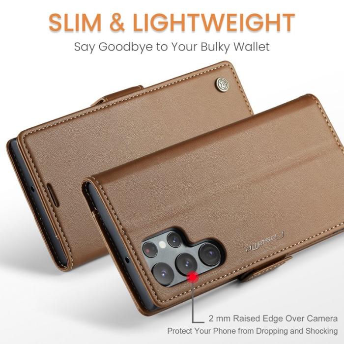 Caseme - CASEME 023 Läderfodral för Samsung Galaxy S22 Ultra 5G - Brun