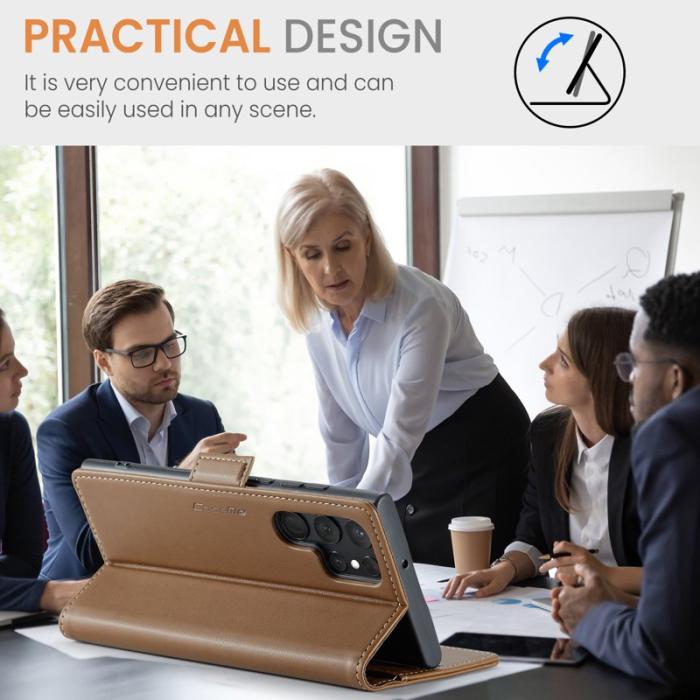 Caseme - CASEME 023 Läderfodral för Samsung Galaxy S22 Ultra 5G - Brun