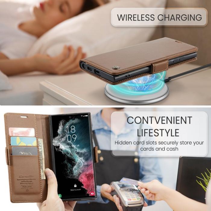 Caseme - CASEME 023 Läderfodral för Samsung Galaxy S22 Ultra 5G - Brun