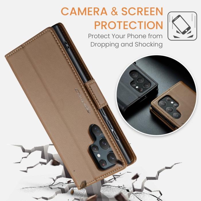 Caseme - CASEME 023 Läderfodral för Samsung Galaxy S22 Ultra 5G - Brun