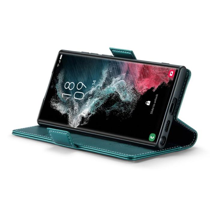 Caseme - CASEME 023 Läderfodral för Samsung Galaxy S22 Ultra 5G - Grön