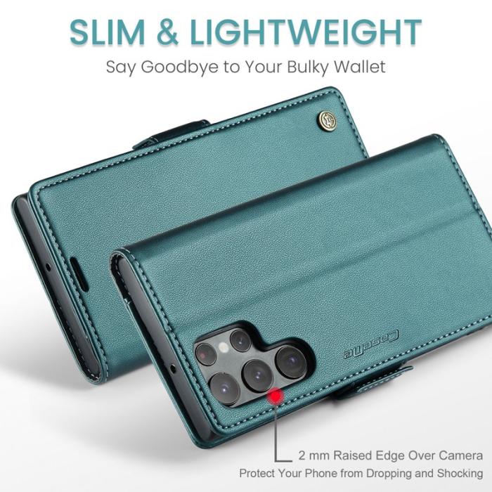 Caseme - CASEME 023 Läderfodral för Samsung Galaxy S22 Ultra 5G - Grön