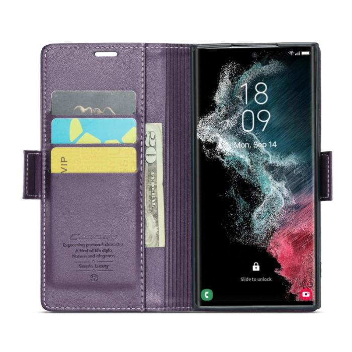 Caseme - CASEME 023 Läderfodral för Samsung Galaxy S22 Ultra 5G - Lila