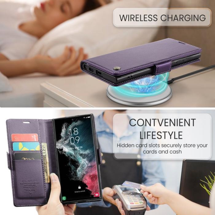 Caseme - CASEME 023 Läderfodral för Samsung Galaxy S22 Ultra 5G - Lila