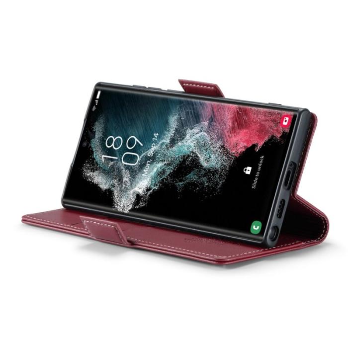 Caseme - CASEME 023 Läderfodral för Samsung Galaxy S22 Ultra 5G - Röd