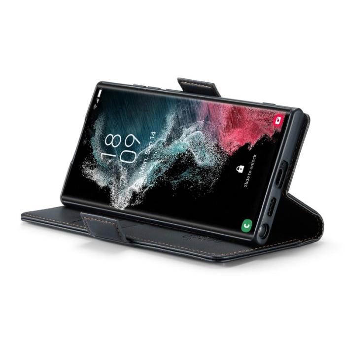 Caseme - CASEME 023 Läderfodral för Samsung Galaxy S22 Ultra 5G - Svart