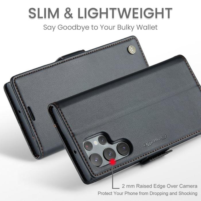 Caseme - CASEME 023 Läderfodral för Samsung Galaxy S22 Ultra 5G - Svart