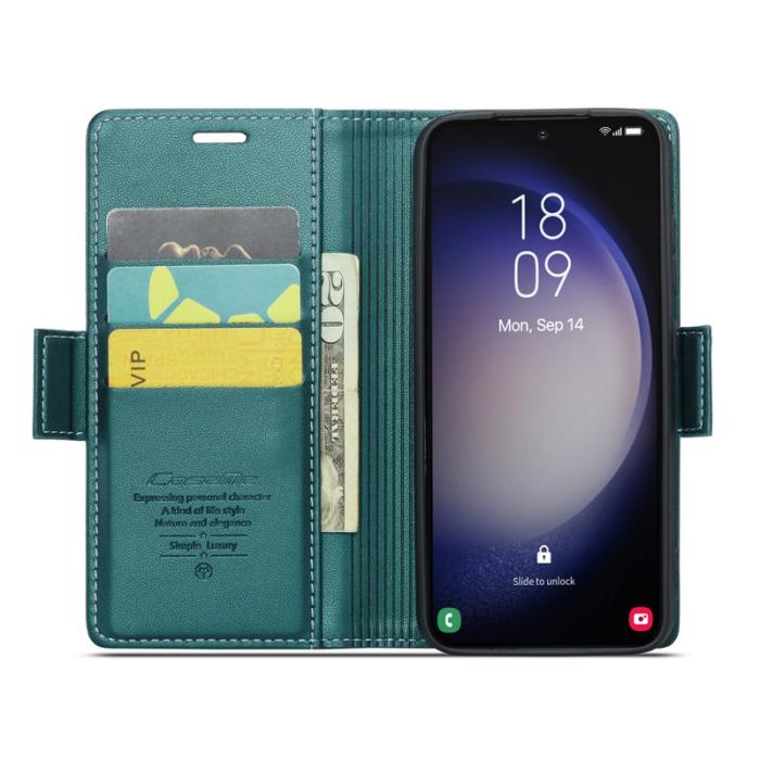 Caseme - CASEME 023 Läderfodral för Samsung Galaxy S23+ - Grön