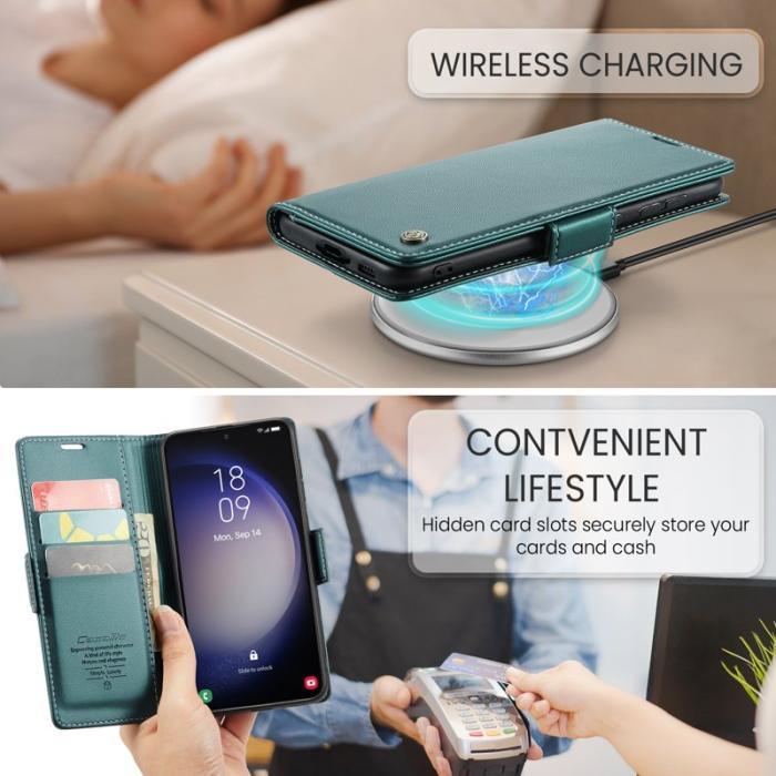 Caseme - CASEME 023 Läderfodral för Samsung Galaxy S23+ - Grön