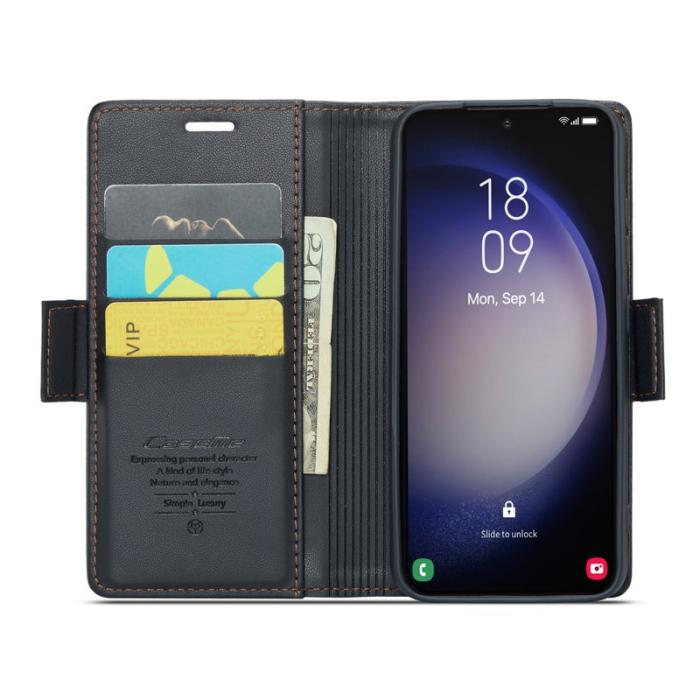 Caseme - CASEME 023 Läderfodral för Samsung Galaxy S23 - Svart