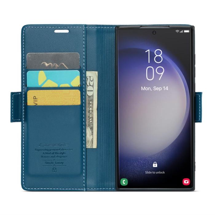 Caseme - CASEME 023 Läderfodral för Samsung Galaxy S23 Ultra - Blå
