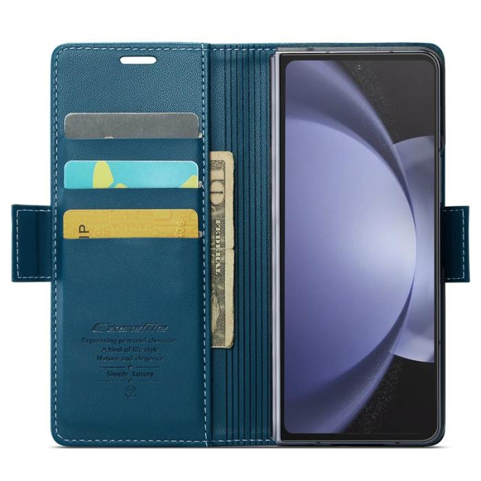 Caseme - CASEME 023 Läderfodral för Samsung Galaxy Z Fold5 5G - Blå