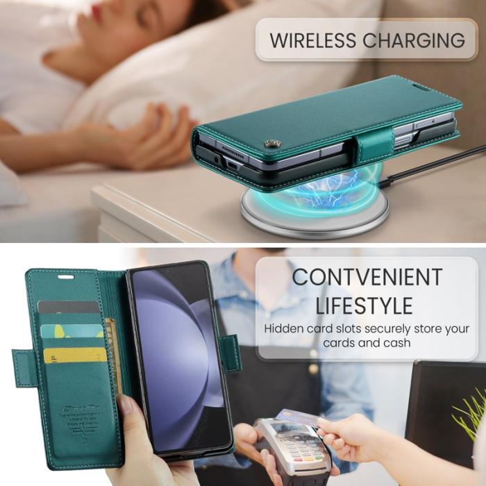 Caseme - CASEME 023 Läderfodral för Samsung Galaxy Z Fold5 5G - Grön