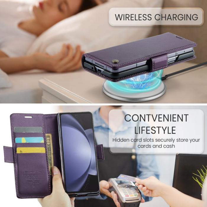 Caseme - CASEME 023 Läderfodral för Samsung Galaxy Z Fold5 5G - Lila