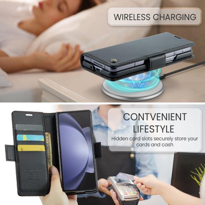 Caseme - CASEME 023 Läderfodral för Samsung Galaxy Z Fold5 5G - Svart