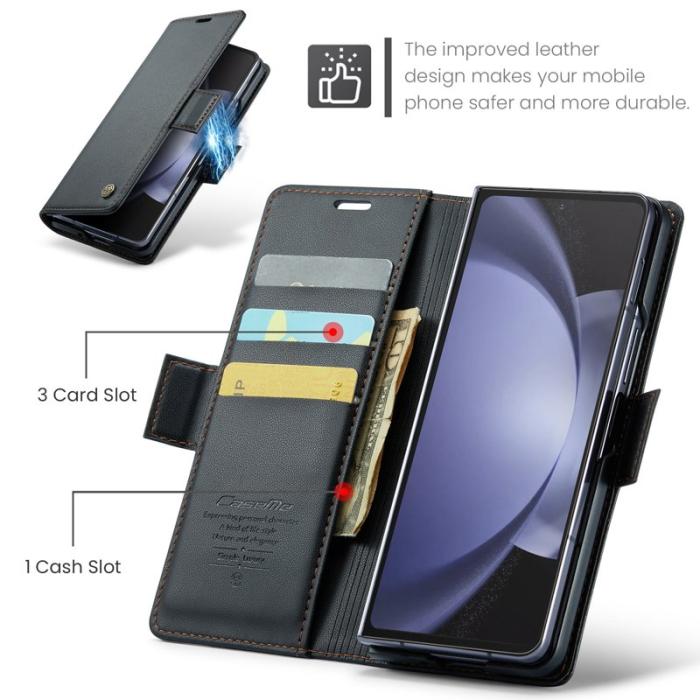 Caseme - CASEME 023 Läderfodral för Samsung Galaxy Z Fold5 5G - Svart